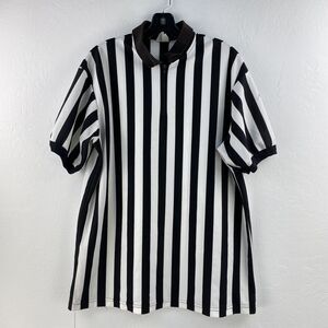 Vtg‎ Majestic Referee Umpire Shirt Mens XL Shirt Quarter Zip Black White